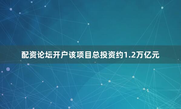 配资论坛开户该项目总投资约1.2万亿元